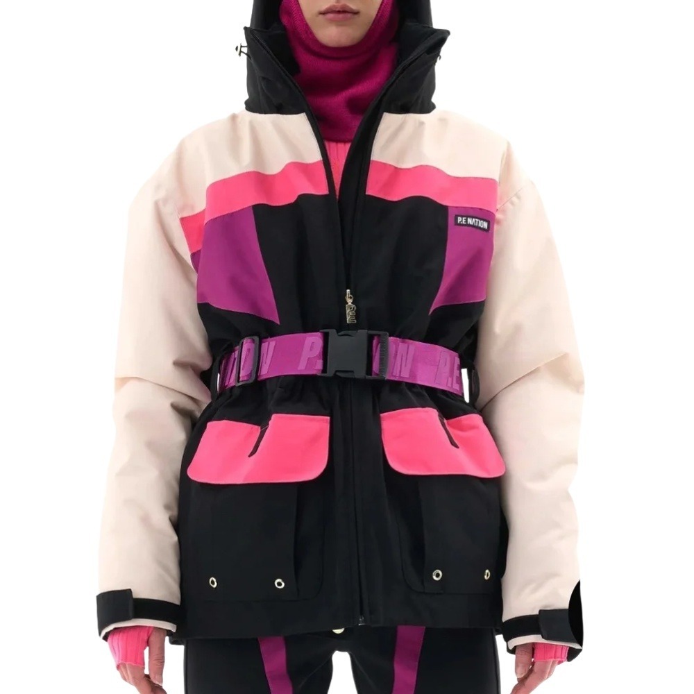 NWT P.E Nation Chamonix Snow Jacket Large Black Pink Colorblock Ski Insulated - Picture 2 of 14